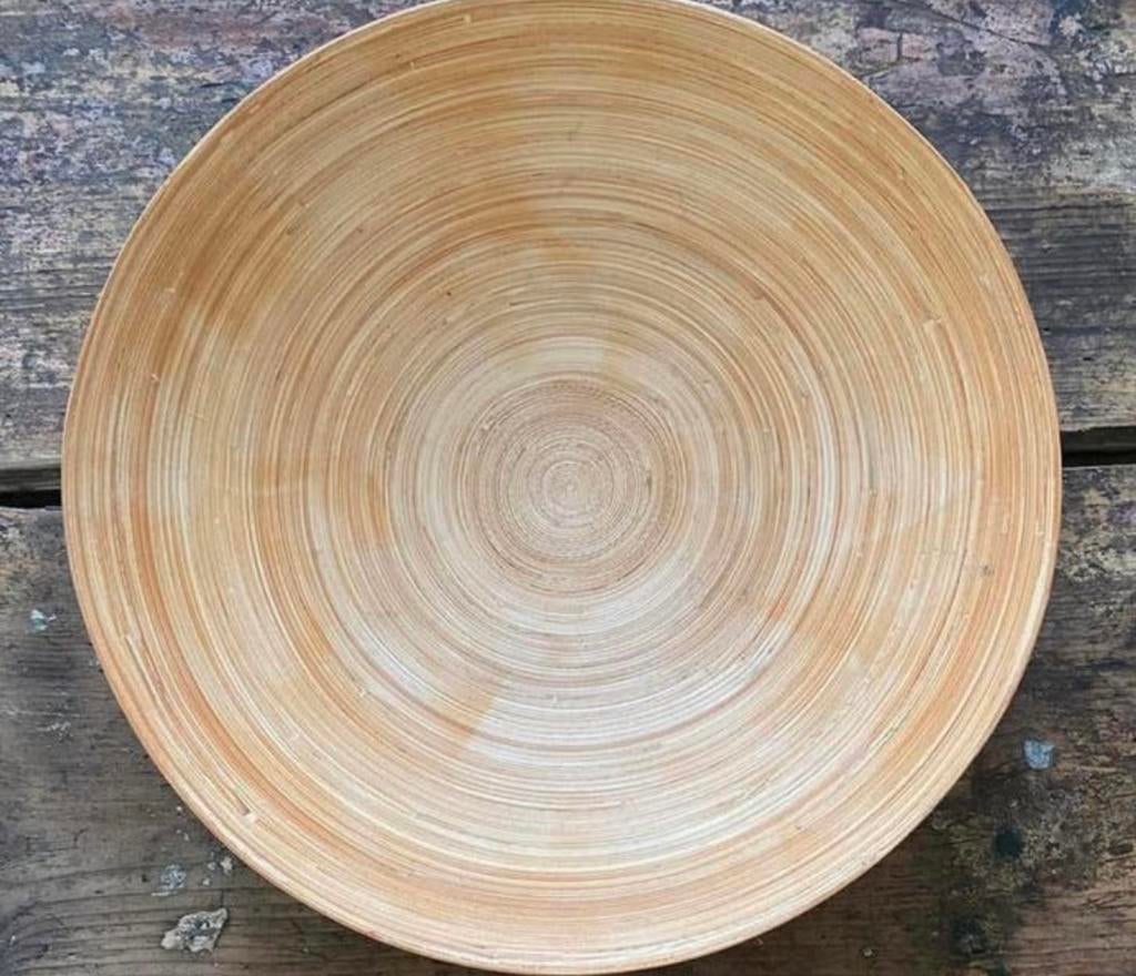 Bamboe schaal, Ophalen of Verzenden, Zo goed als nieuw, Rond, Hout