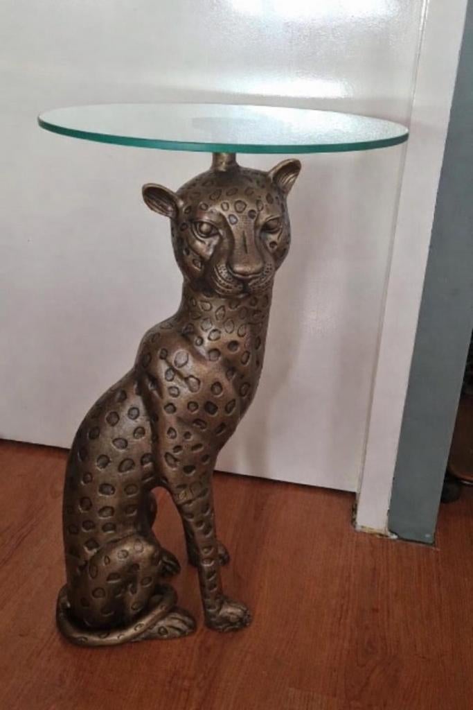 Panter tafel met glasplaat, Ophalen, Rechthoekig, Glas, Minder dan 55 cm