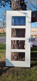 Witte binnendeur met glaspanelen, Ophalen, 80 tot 100 cm, Binnendeur, Zo goed als nieuw