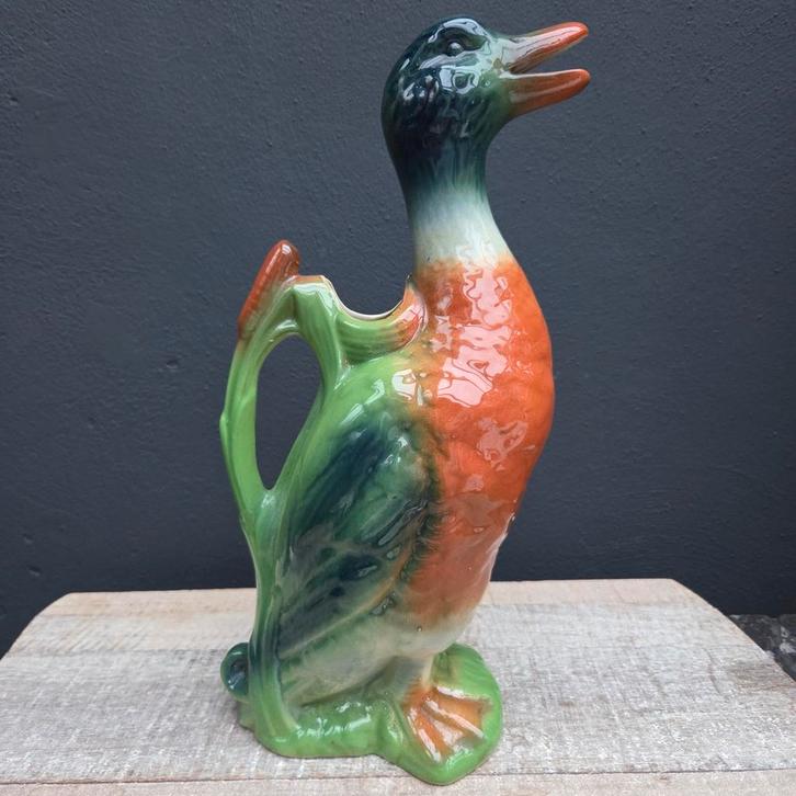 Brocante barbotine aardewerk waterkan Eend St Clement, Antiek en Kunst, Antiek | Keramiek en Aardewerk, Ophalen of Verzenden