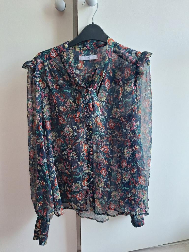 Mango blouse met sjaalkraag en bloemenprint maat 36, Mango, Maat 36 (S), Gedragen, Verzenden
