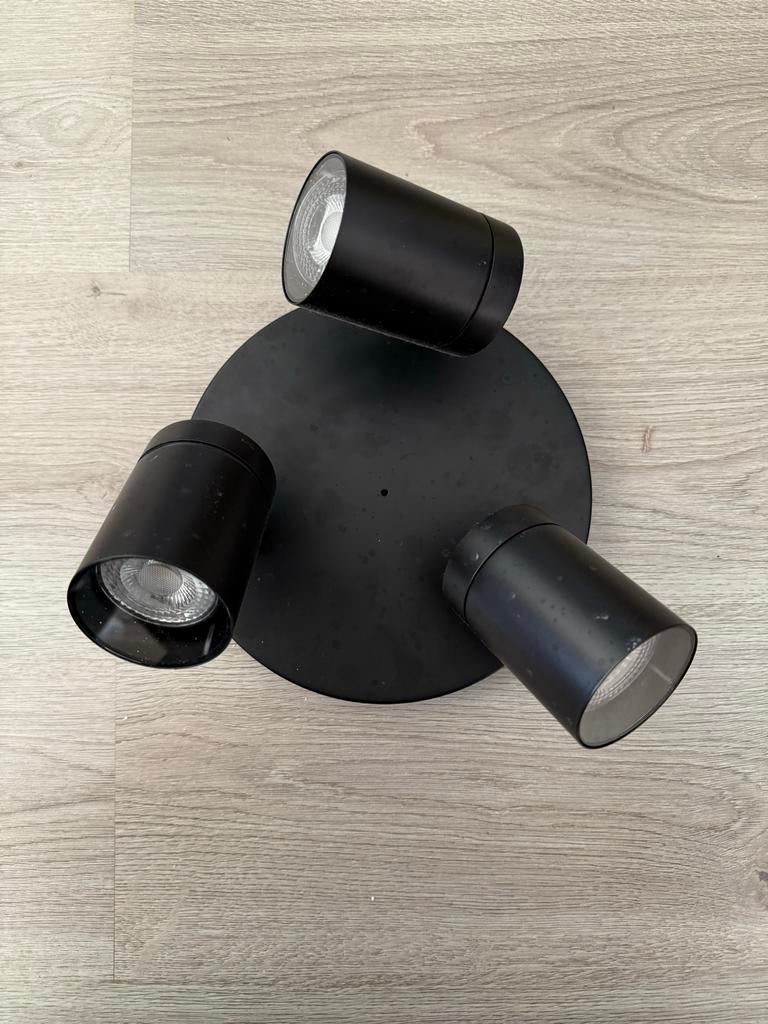 zwarte badkamer spots (IP44) - Olucia - 3-lichts, Ophalen of Verzenden, Gebruikt, Metaal