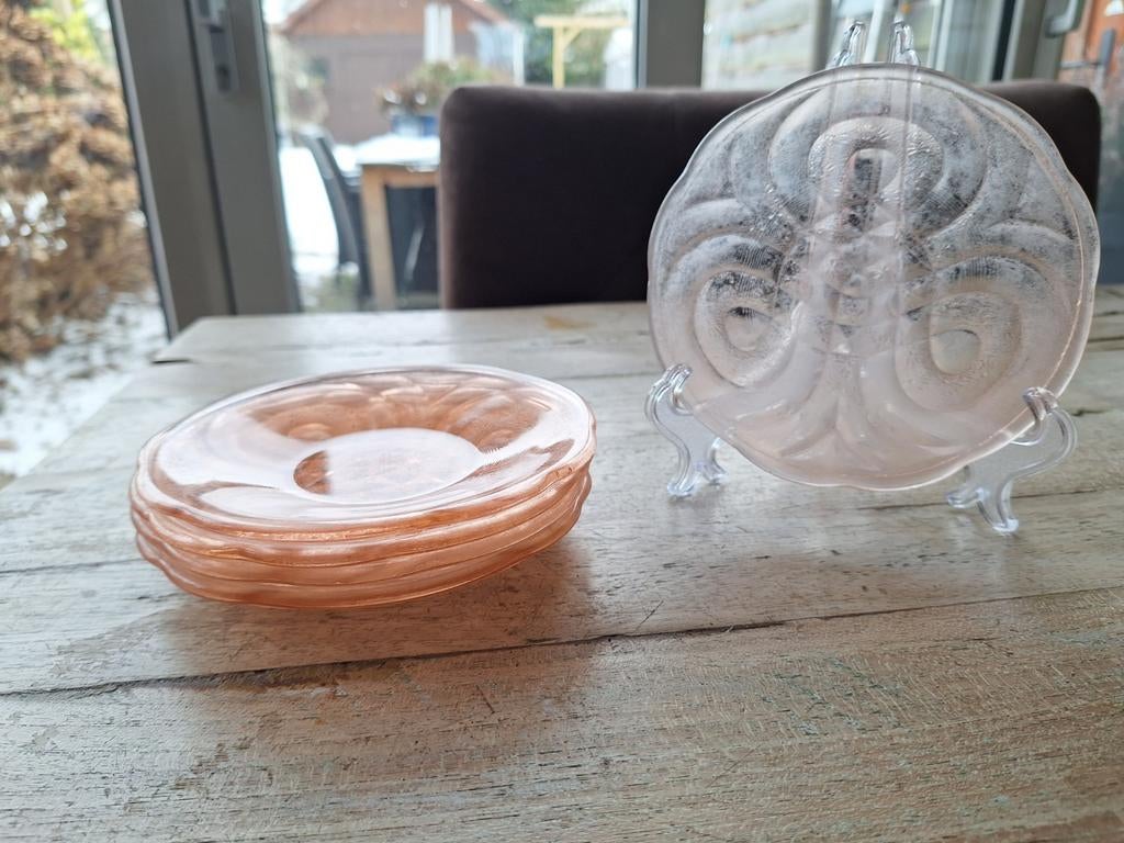 Art Deco Gebaksbordjes Walther & Söhne Rotterdam - 5st, Antiek en Kunst, Antiek | Glas en Kristal, Ophalen of Verzenden