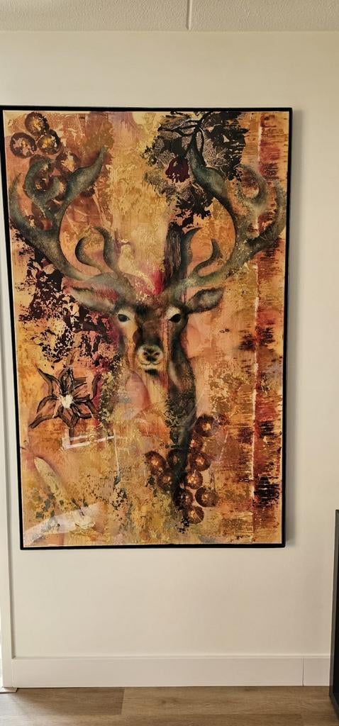 Abstract schilderij hert op canvas, Ophalen