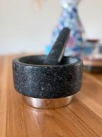 Natuurstenen vijzel met stamper - Zwart, Ophalen, Overige typen, Zo goed als nieuw, Zwart