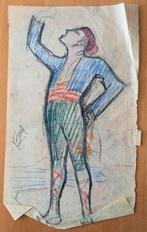 A493-67 Oude tekening Man in dramatische pose, Ophalen of Verzenden
