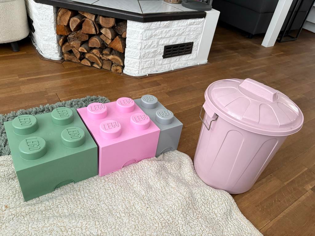 Lego opbergdozen en roze prullenbak/opbergton, Ophalen, Gebruikt, Jongen of Meisje