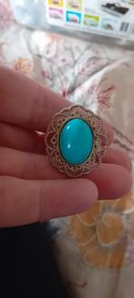 Verstelbare ring met turkooiskleurige steen, Sieraden, Tassen en Uiterlijk, Ringen, Ophalen of Verzenden, Zo goed als nieuw, Met edelsteen