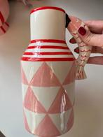 Vaas met vis handvat - Rood/Wit, Aardewerk of Porselein, Ophalen of Verzenden, Zo goed als nieuw, Minder dan 50 cm