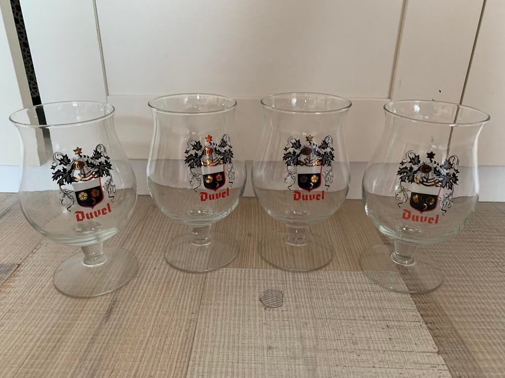 4x Duvel glas wapenschild nieuw, Verzamelen, Biermerken, Ophalen of Verzenden, Zo goed als nieuw, Glas of Glazen, Duvel