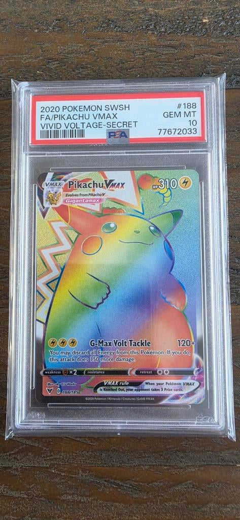 Pikachu VMAX Rainbow Rare PSA 10 - Vivid Voltage, Hobby en Vrije tijd, Verzamelkaartspellen | Pokémon, Ophalen, Nieuw, Losse kaart