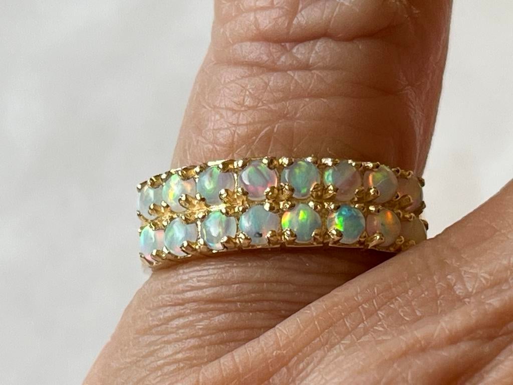 Dubbele gouden ring met Opaal, Verzenden, Met edelsteen, Dame, Goud