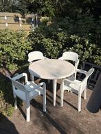 GRATIS - tuinset met 4 stoelen, ronde tafel, klapstoelen, Ophalen, 4 zitplaatsen, Kunststof, Gebruikt