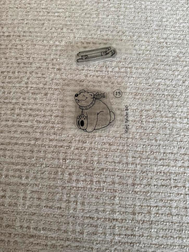 Stempels: IJsbeer en Slee - Marij Bader, Hobby en Vrije tijd, Stempelen, Gebruikt, Clearstamp, Ophalen of Verzenden