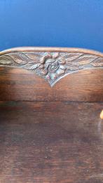 Vintage Brocante Theekastje met Glas en Houtsnijwerk, Ophalen