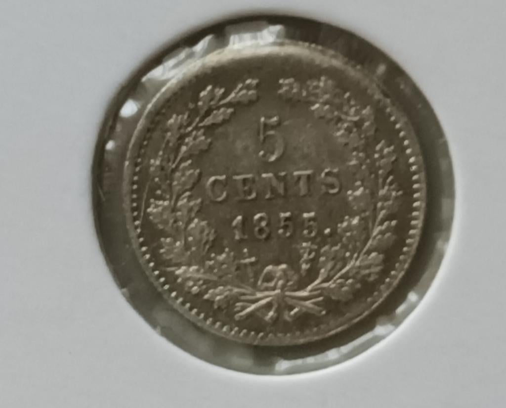 5 cent  Willem III 1855, Koning Willem III, Zilver, Ophalen of Verzenden, Losse munt