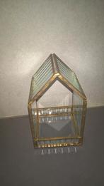 WAXINELICHTHOUDER GLAS MET KOPER RAND, Huis en Inrichting, Woonaccessoires | Kandelaars en Kaarsen, Ophalen, Overige materialen