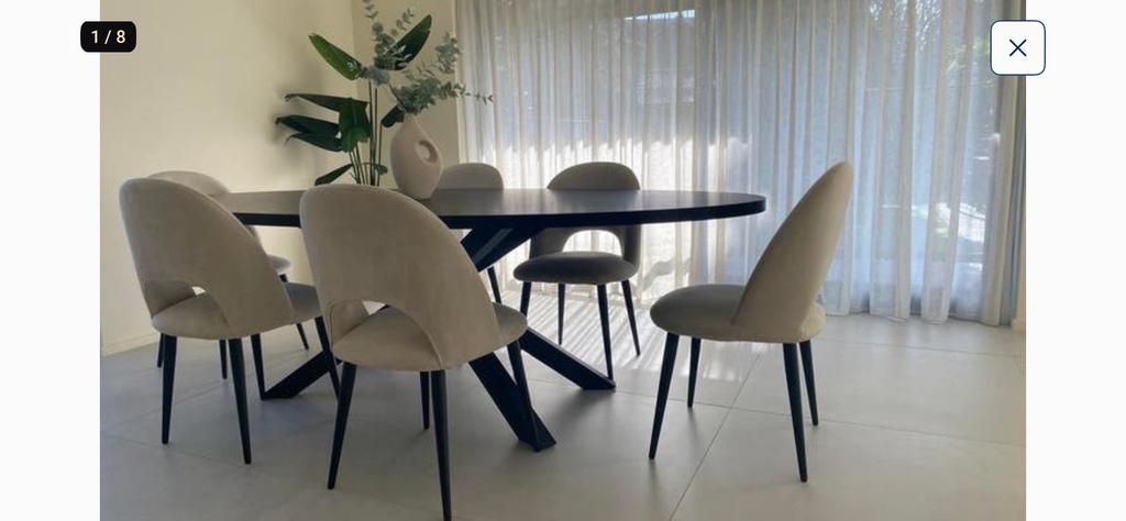 Eettafel set + plant met pot., Huis en Inrichting, Tafels | Eettafels, Ophalen, Gebruikt, 100 tot 150 cm, 200 cm of meer