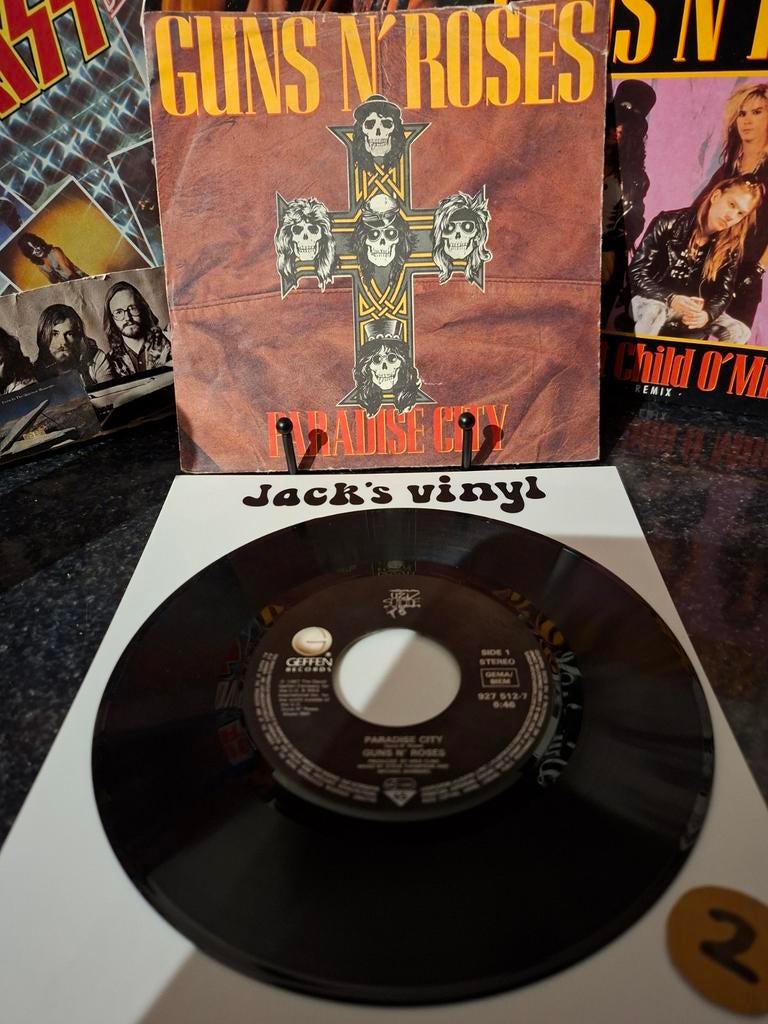 Guns N' Roses - Paradise City 7 inch vinyl single 1989, Cd's en Dvd's, Vinyl | Rock, Ophalen of Verzenden, Zo goed als nieuw, Overige formaten
