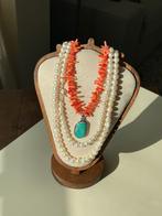 Coral Sticks & Turquoise Necklace, Sieraden, Tassen en Uiterlijk, Kettingen, Ophalen of Verzenden, Nieuw, Zilver
