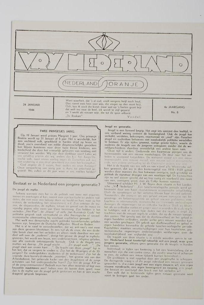 24 januari 1944 -Vrij Nederland | Heruitgave 1994, Verzamelen, Militaria | Tweede Wereldoorlog, Zo goed als nieuw, Verzenden, Amsterdam