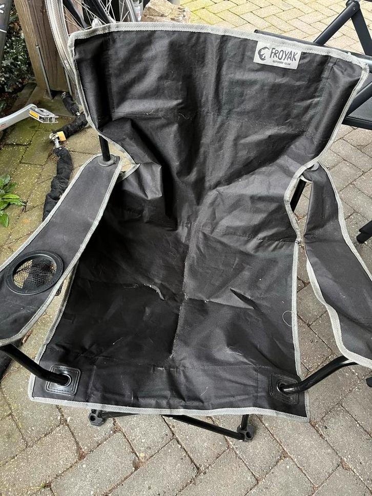 Inklapbare Campingstoel met Bekerhouder, Caravans en Kamperen, Kampeermeubelen, Gebruikt, Campingstoel, Ophalen of Verzenden