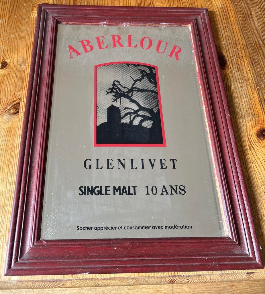 Aberlour Glenlivet Single Malt 10 Ans Spiegel 47,5 bij 35 cm, Ophalen of Verzenden