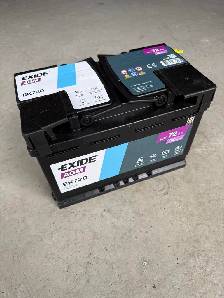Exide AGM EK720 Accu 12V 72Ah 760A Start-Stop, Auto-onderdelen, Accu's en Toebehoren, Ophalen, Gebruikt, Universele onderdelen