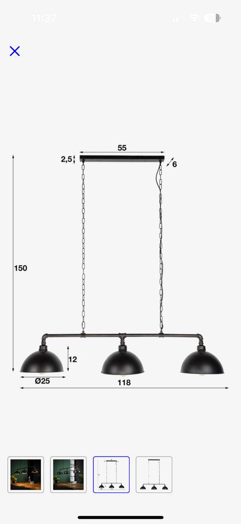 Hanglamp industrieel, Huis en Inrichting, Lampen | Hanglampen, Ophalen, Zo goed als nieuw, Metaal, Minder dan 50 cm