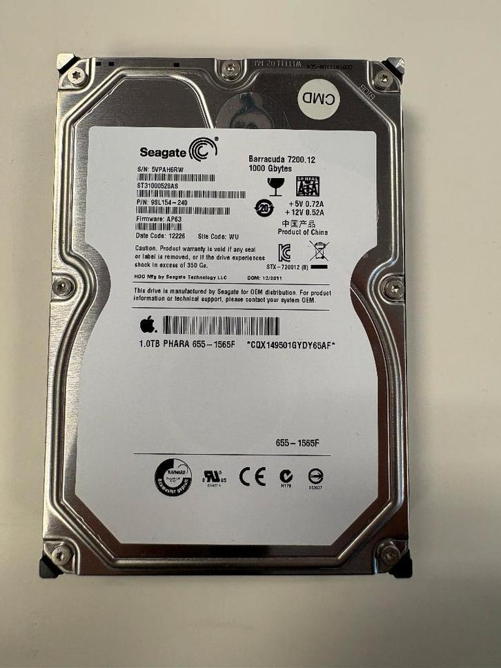 HDD Seagate 3,5" SATA ST31000528AS Barracuda 7200.12 1000GB, Computers en Software, Harde schijven, Gebruikt, Desktop, Intern