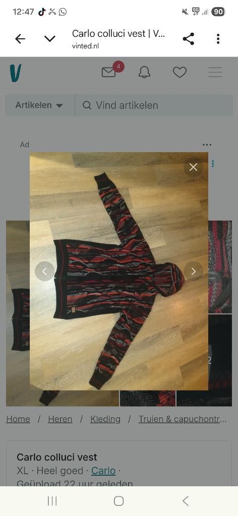 Carlo colucci vest, Kleding | Heren, Ophalen, Maat 52/54 (L), Zo goed als nieuw, Rood