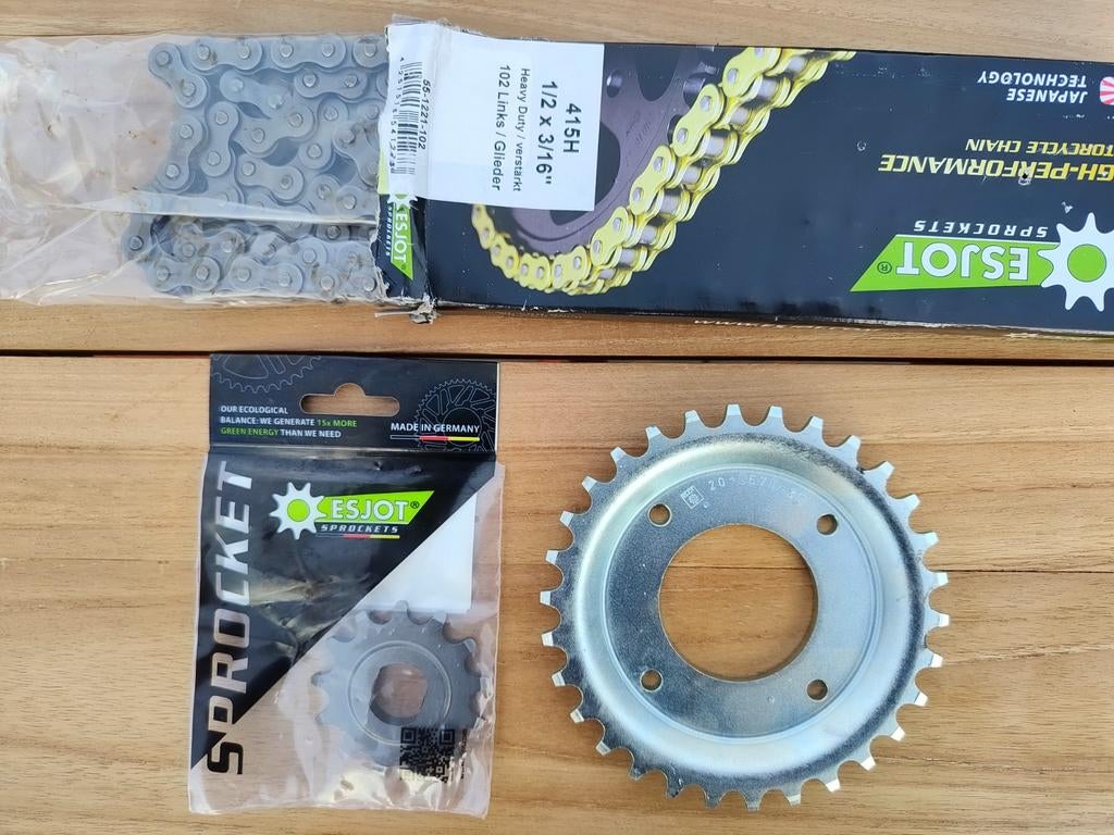 Tandwielen en ketting Hercules  415 zie fotos, Fietsen en Brommers, Ophalen of Verzenden, Nieuw, Overige typen, Overige merken