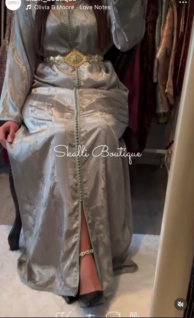 Caftan pistache, Kleding | Dames, Gelegenheidskleding, Ophalen of Verzenden, Zo goed als nieuw, Maat 38/40 (M), Overige typen