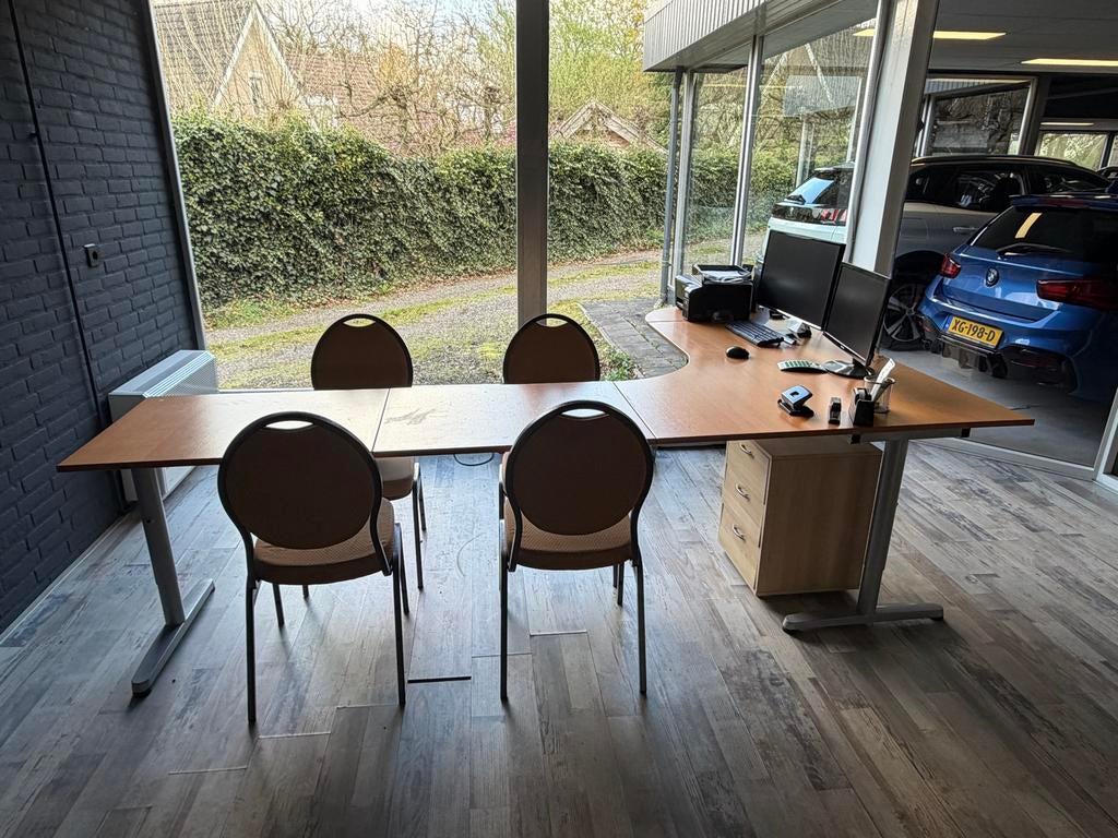 stoelen, Huis en Inrichting, Bureaus, Gebruikt, Hoekbureau, Bruin, Ophalen of Verzenden