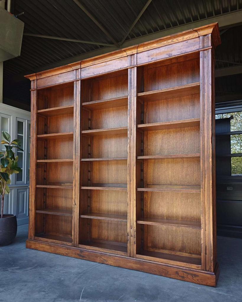 Grote eikenhouten bibliotheek boekenkast | Demontabel |#4781, Niet ingevuld, Met plank(en), Gebruikt, 200 cm of meer