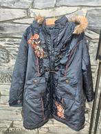 Donkerblauwe winterjas met borduursels en bontkraag, Rainbow, Blauw, Maat 46/48 (XL) of groter, Ophalen of Verzenden