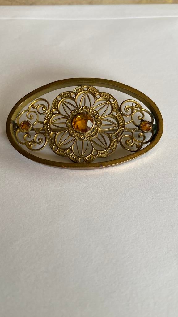 Victoriaanse broche antiek goud verguld, Ophalen of Verzenden, Goud, Broche, Verguld