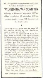 Horssen 1877 - 1959 Wilhelmina van Oosteren, Ophalen of Verzenden, Bidprentje