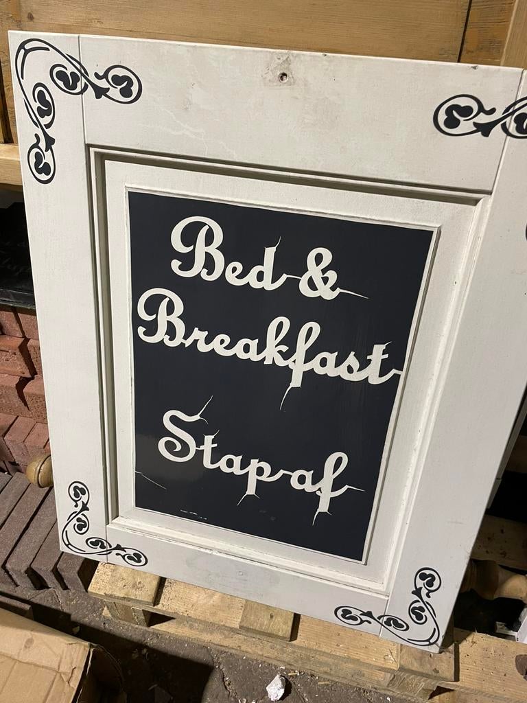 reclame bord paneel hout 73 x 90 cm, Antiek en Kunst, Curiosa en Brocante, Ophalen