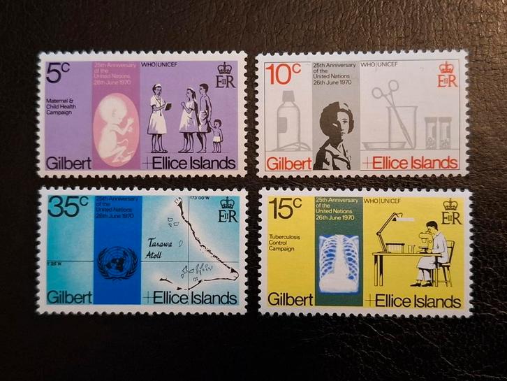 Gilbert en Ellice Eilanden 1970 Anniversary UN, Postzegels en Munten, Postzegels | Oceanië, Postfris, Ophalen of Verzenden