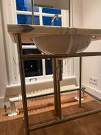 Wastafel, rvs afwerking en kraan, natuurstenen blad, Ophalen of Verzenden, Gebruikt, Rvs, Wastafel