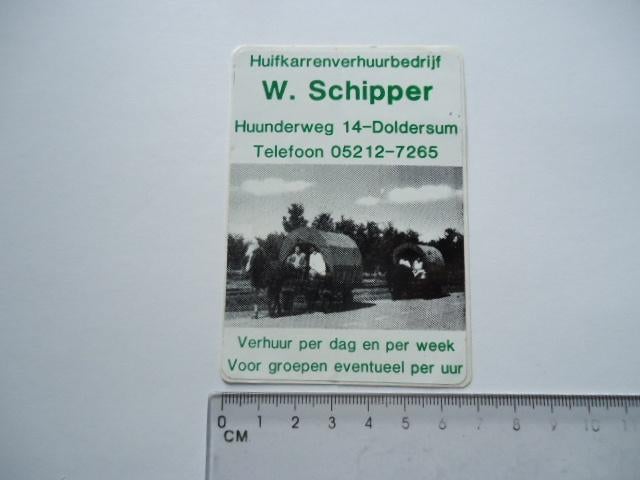 sticker oud Doldersum W SCHIPPER huifkar paard westerveld, Verzenden, Zo goed als nieuw, Bedrijf of Vereniging
