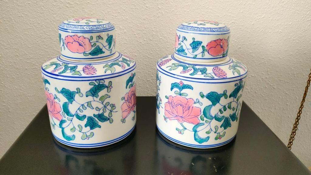 2 Chinese gember potten, aardewerk, Huis en Inrichting, Keuken | Potten en Pannen, Ophalen, Overige materialen, Pot, Bus of Blik