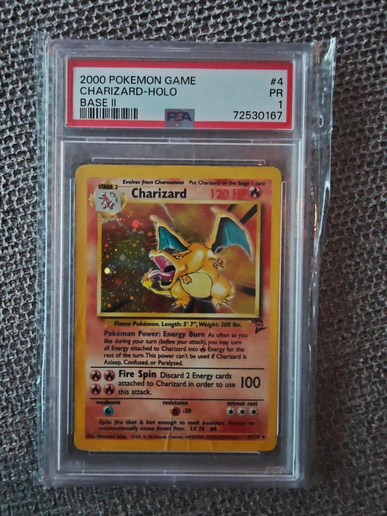 Charizard Base 2 Holo PSA 1 - Pokémon Kaart, Ophalen, Gebruikt, Losse kaart, Foil