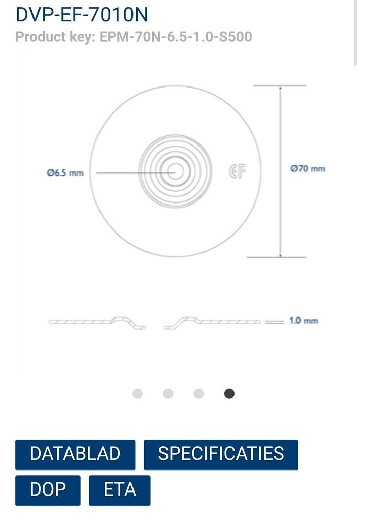 Drukverdeelplaat volgring 70mm ring/revet voor dakbedekking, Doe-het-zelf en Verbouw, IJzerwaren en Bevestigingsmiddelen, Nieuw