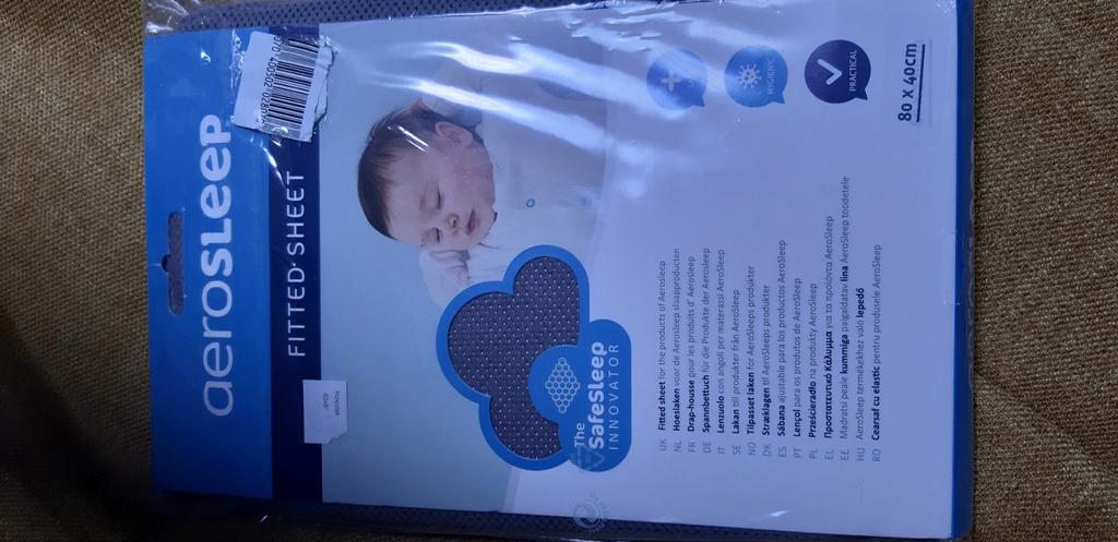 NIEUW Aerosleep wieg matras hoeslaken 80x40 GRIJS, Jongetje of Meisje, Hoeslaken of Sloop, Nieuw, Ophalen of Verzenden