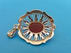 Gouden hanger met carneool                              G126, Gebruikt, ., Ophalen of Verzenden, .