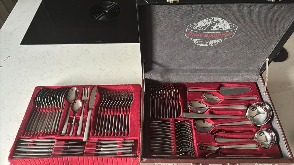 Amil Germany 72-delig bestekset in koffer, Ophalen, Overige materialen, Gebruikt, Vaatwasserbestendig