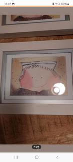 2 Schattige Kindertekeningen in Lijst - Jongen & Meisje, Ophalen of Verzenden