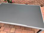 Grijze tuintafel met glasplaat H 75 x L 160 x  B 90, Ophalen, Gebruikt, Rechthoekig, Aluminium